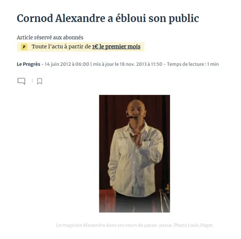Article du Progrès sur le spectacle de Cornod
